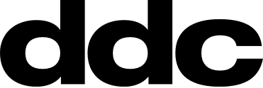 Company logo with the acronym ddc written in lower letters in black on a white background.