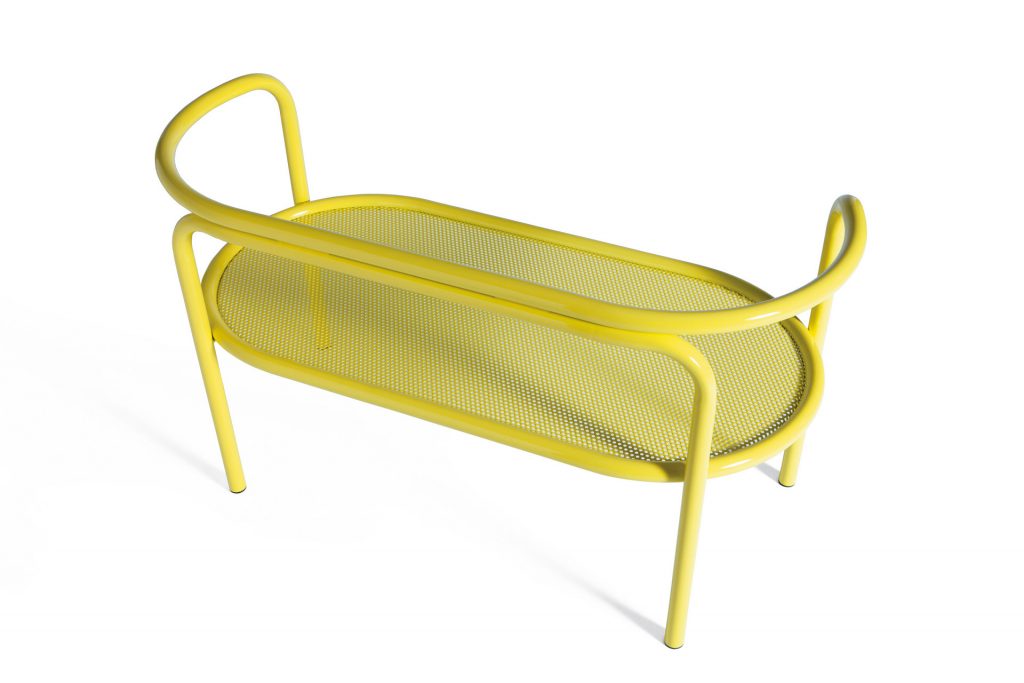 locus solus loveseat in yellow without a cushion
