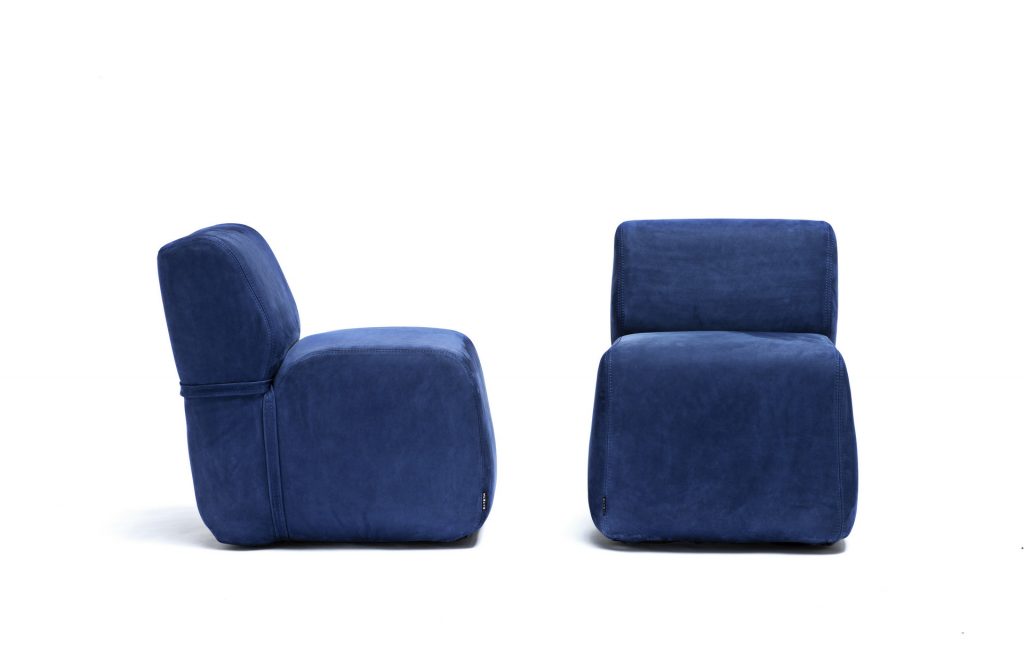 two soft armchairs in a white background