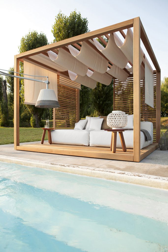 zen light cabana with a wife outdoor sofa and a lamp