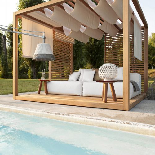 zen light cabana with a wife outdoor sofa and a lamp