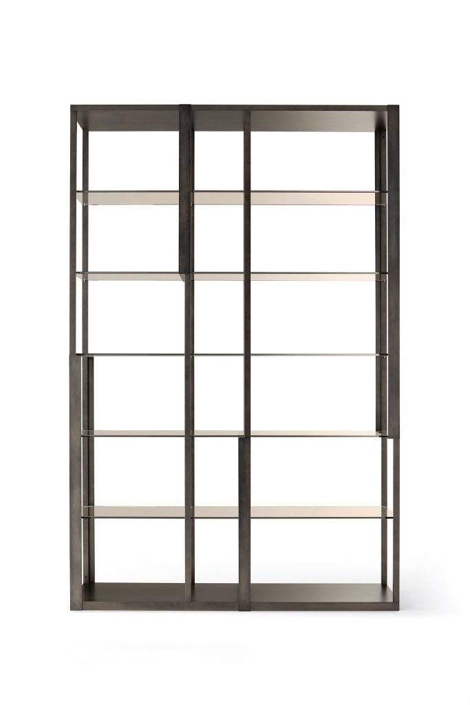 Tortona bookshelf with a modern design, featuring open shelving and a minimalist frame on a white background.