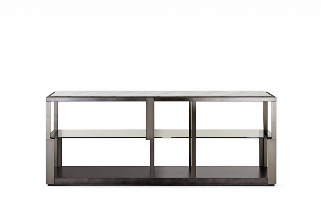 Tortona bookshelf with a modern design, featuring open shelving and a minimalist frame on a white background.