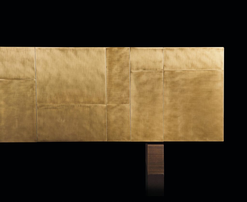 Two-Tone Black Italian Credenza on Brass Legs Two-Tone Black Italian Credenza on Brass Legs