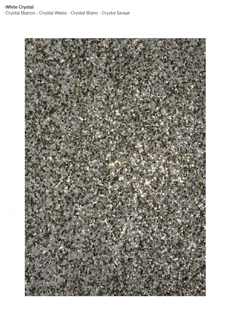Special Finishes sample in platinum with crystals, set against a white background.
