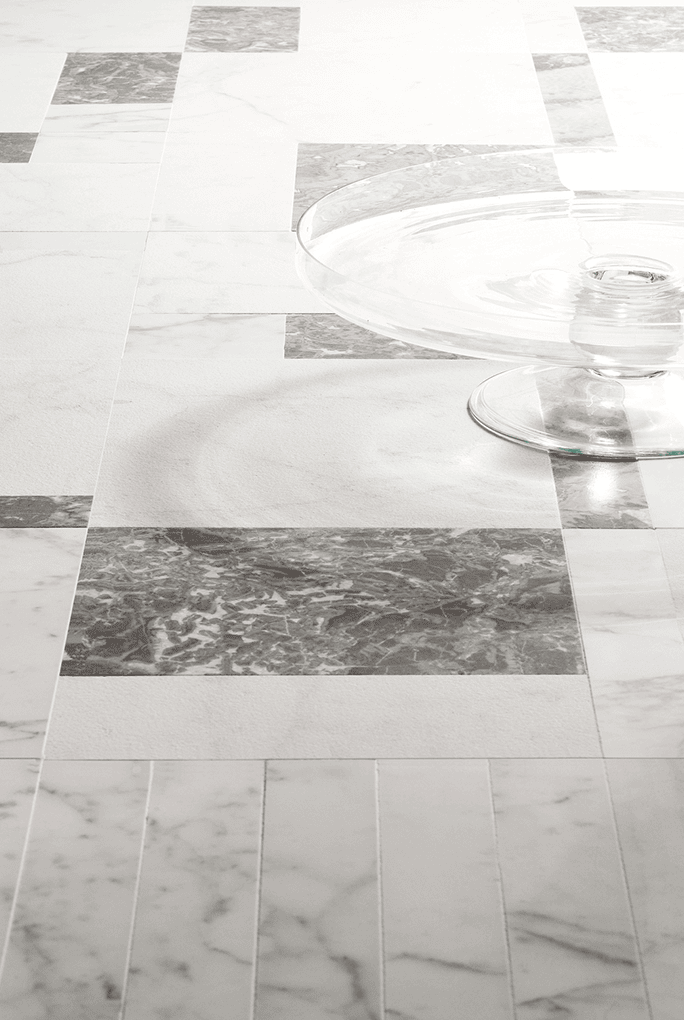 Black and white Motion finish mosaic with a square pattern.