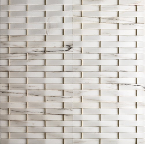 Panama finish mosaic in white and black marble pattern.