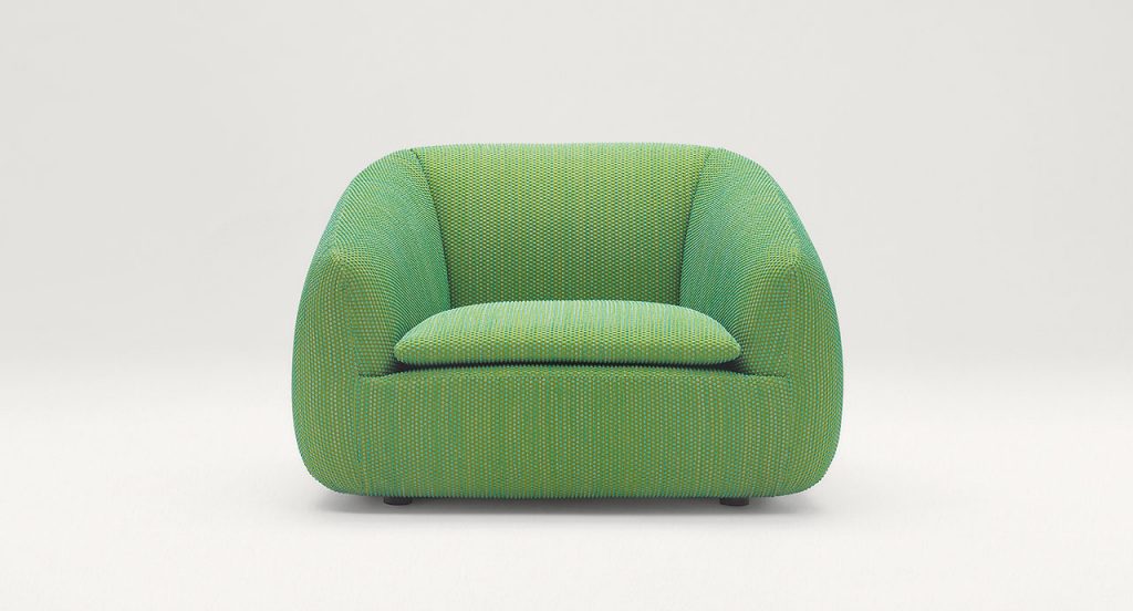 Two Bask S armchairs, green upholstery on a white background.