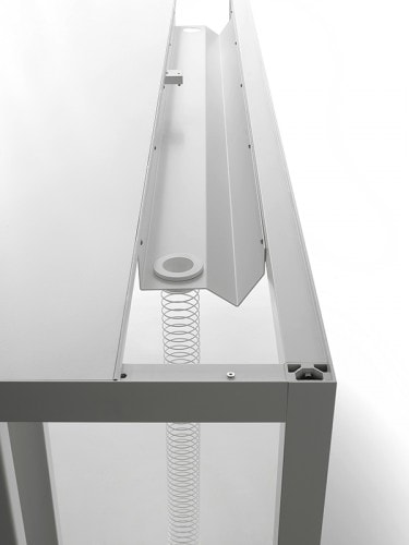 Cable management door in a white steel Desk 3.0