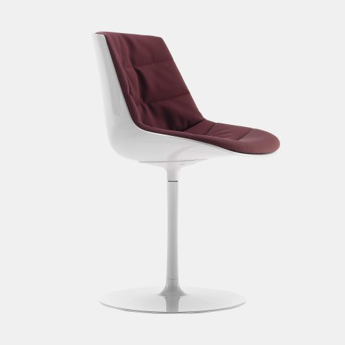 A red Flow Chair Padded with a white bottom on a white room background.