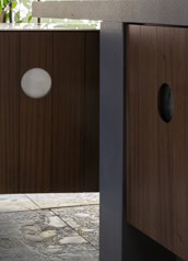 outdoor kitchen made from the latest generation materials in a brown and gray tone