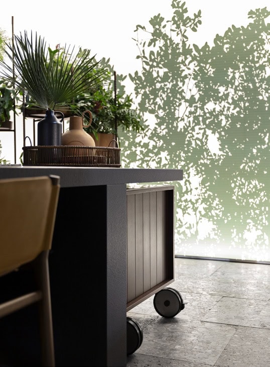outdoor kitchen made from the latest generation materials in a brown and gray tone