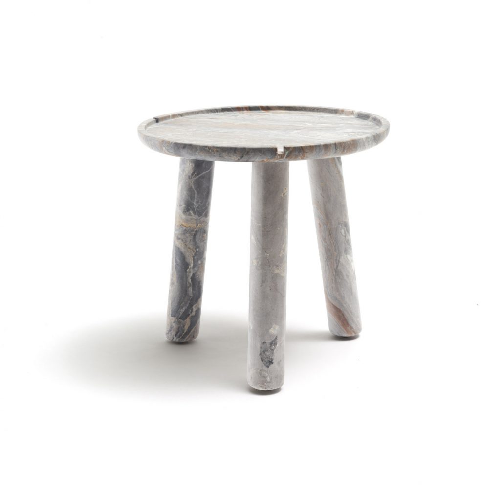 medium stone round table in grey marble