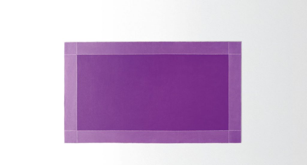Rectangle Cornice 25 rug made of purple felt on a white background.