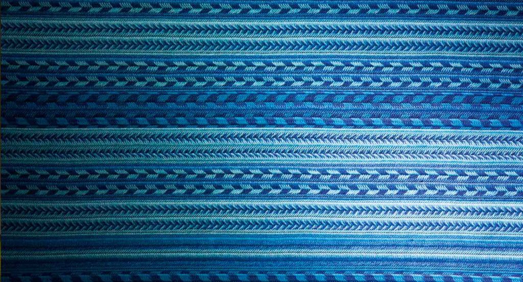 Navajo rug made of blue rope braids