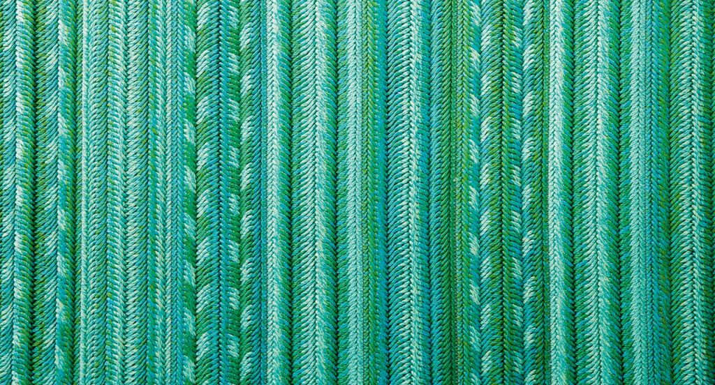 Navajo rug made of green rope braids
