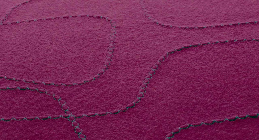 Burgundy Script rug, abstract script like pattern in wool.