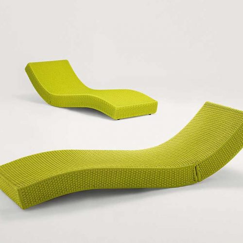 Two Green Wave chaise loungers in rope cord on a white background.