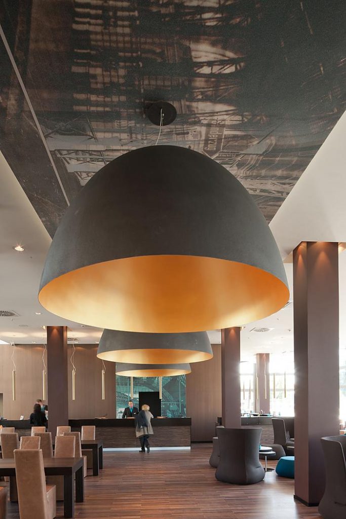 Close up on an XXL Dome lamp with an orange inside