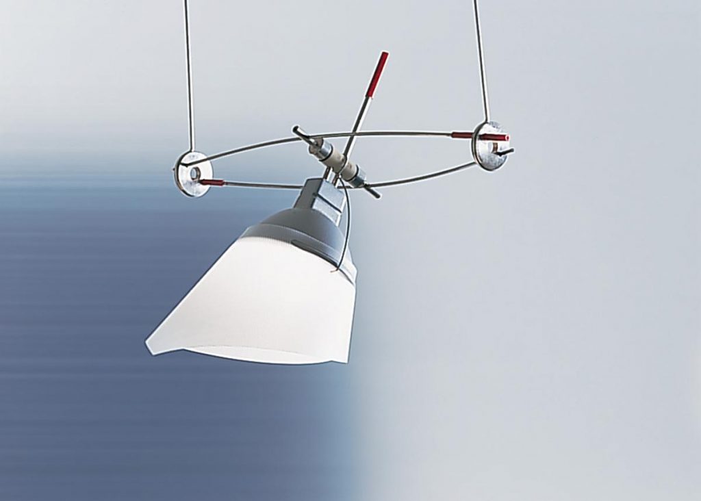 A Yayaho Element Seventy-seven light hanging from the ceiling