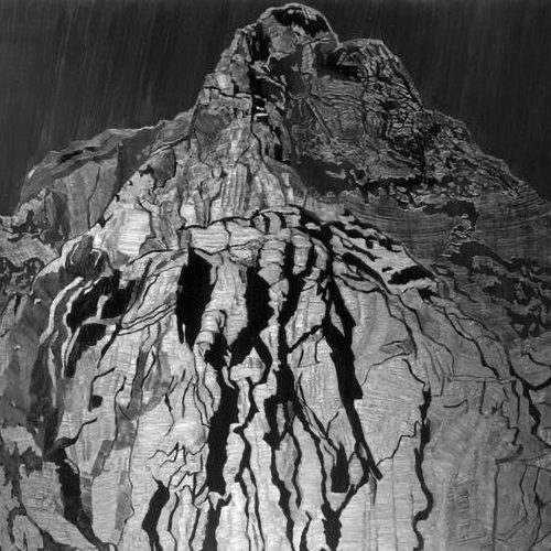 Oil on linen in a black and white color tone