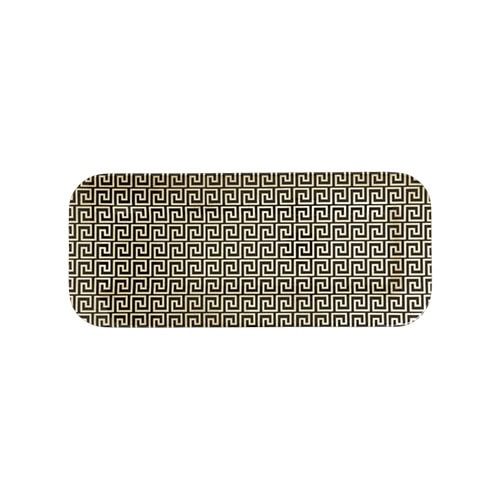 Elegant rectangular tray featuring a black and gold geometric pattern, adding a bold yet timeless accent to any space or table setting.