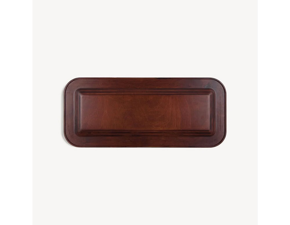 Rectangular wooden tray with a rich brown finish, offering a timeless and elegant base for serving or displaying items.