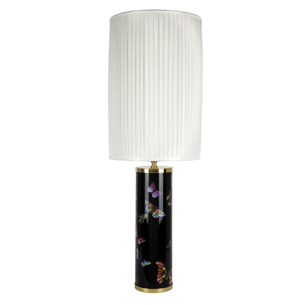 Cylindrical White Pleated Lampshade