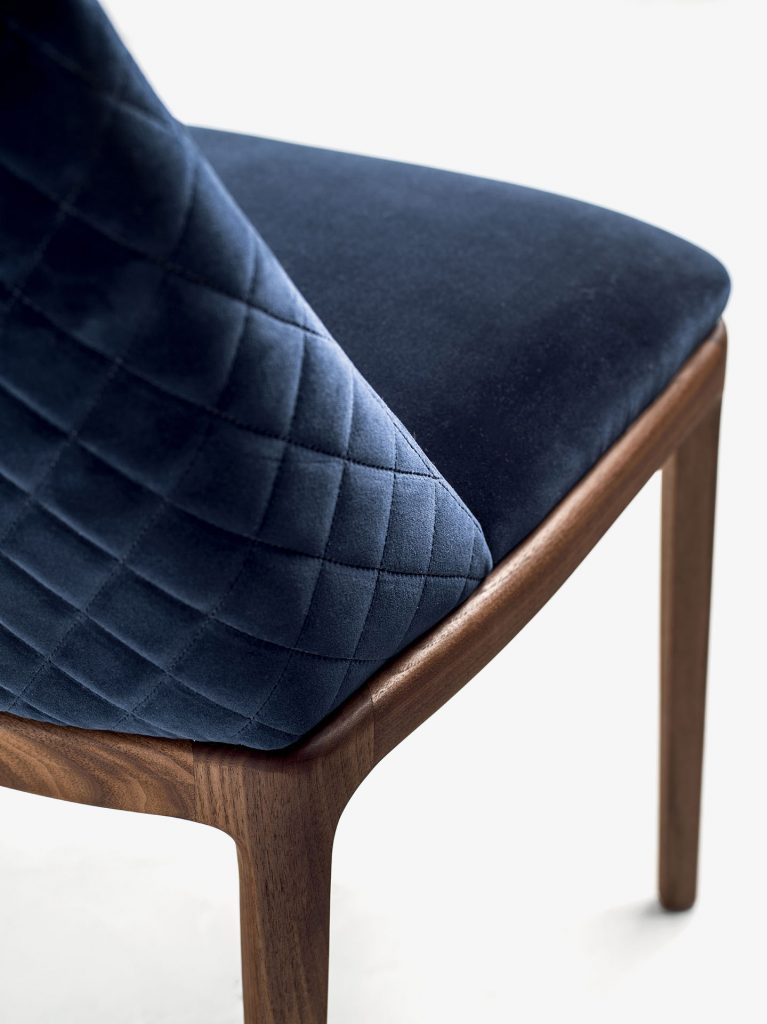 chair made of stitching fabric in a dark blue tone