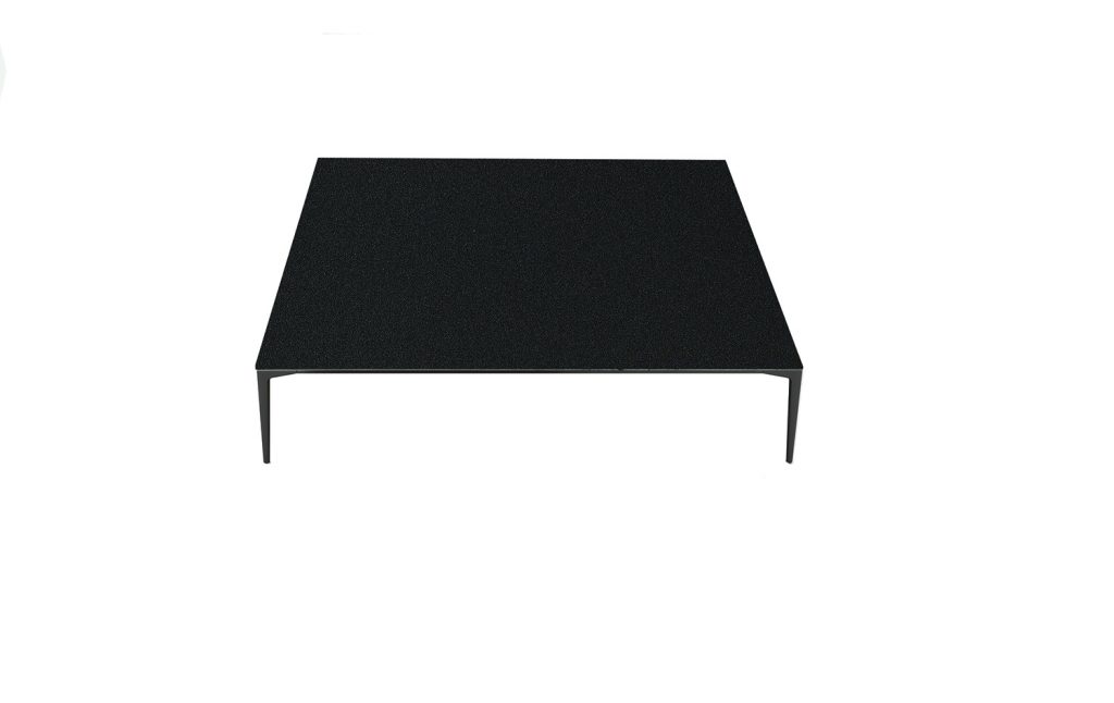 centerpiece made of metal base and glass top in a black tone on a white background