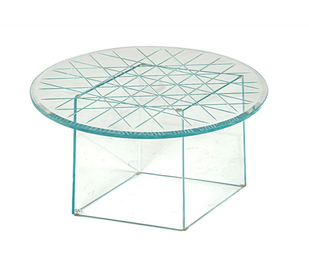 round auxiliary table made of light crystal base in the shape of a 