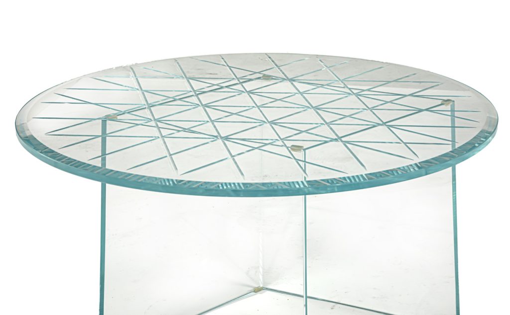 round auxiliary table made of light crystal base in the shape of a 