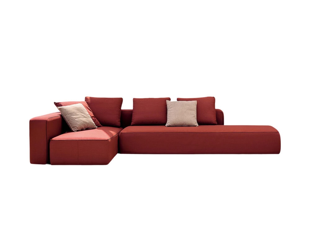 Rod Dandy Sofa features a bold modular shape with generous seating and soft cushions, bringing a contemporary touch and ultimate comfort to outdoor living areas.