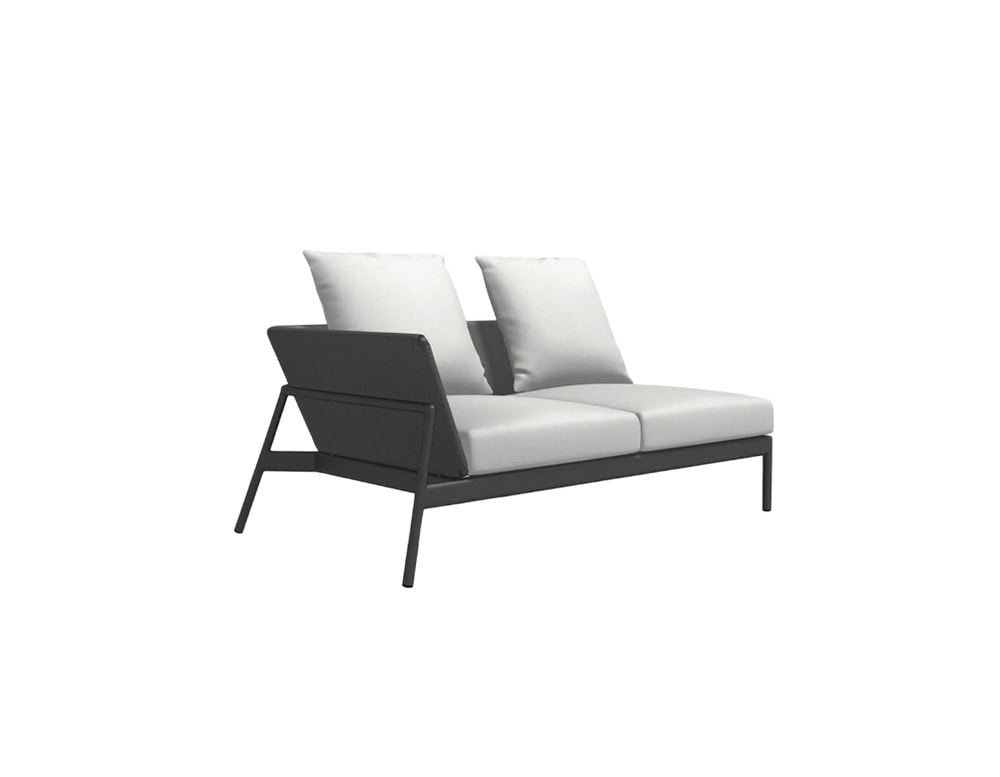 Rod Piper Sofa Outdoor presents a sleek two-seat design with soft cushions and a sturdy frame, bringing understated elegance and comfort to outdoor spaces.