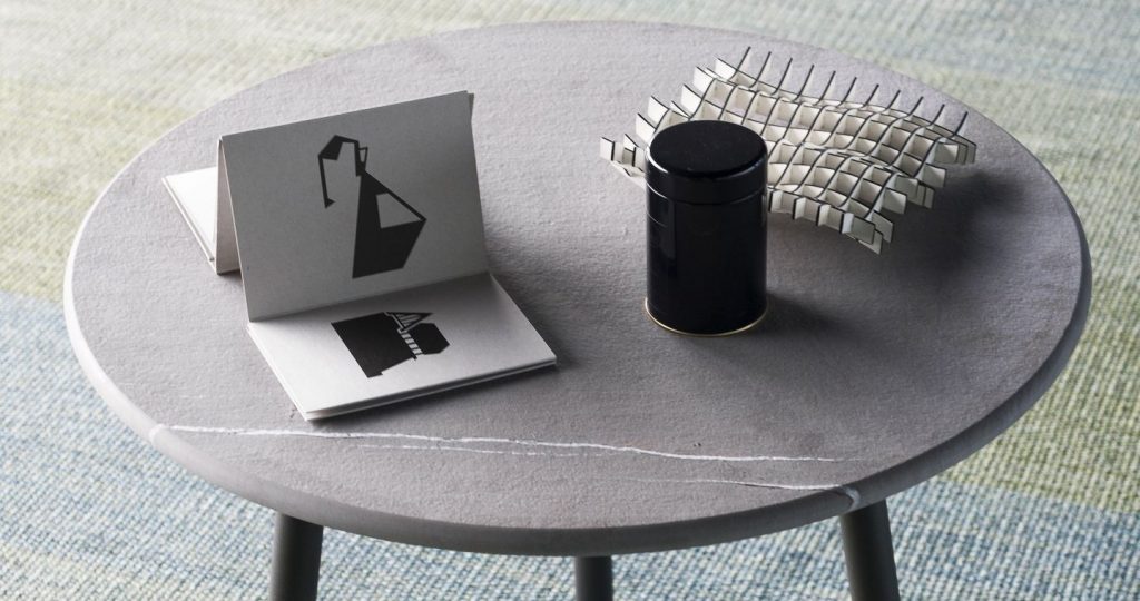 Piper Thirteen Side Table with a card and cup on top