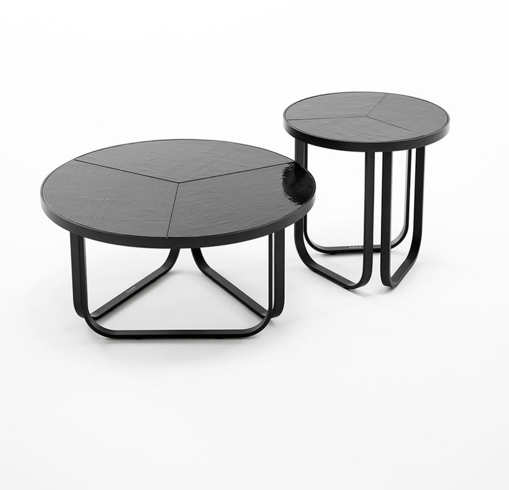 Two Thea Eight Side Table in grey in front of a white background