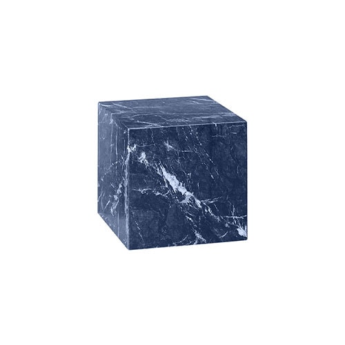 Qbic small cube shaped side table in front of a white background