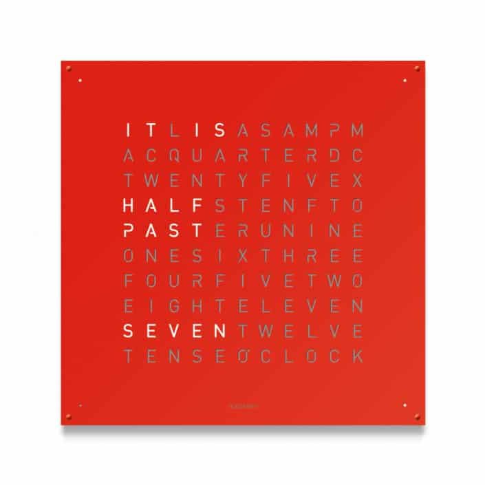 QLOCKTWO One Hundred Eighty in red in front of a white background