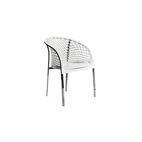 Angled view of Elektra chair in front of a white background