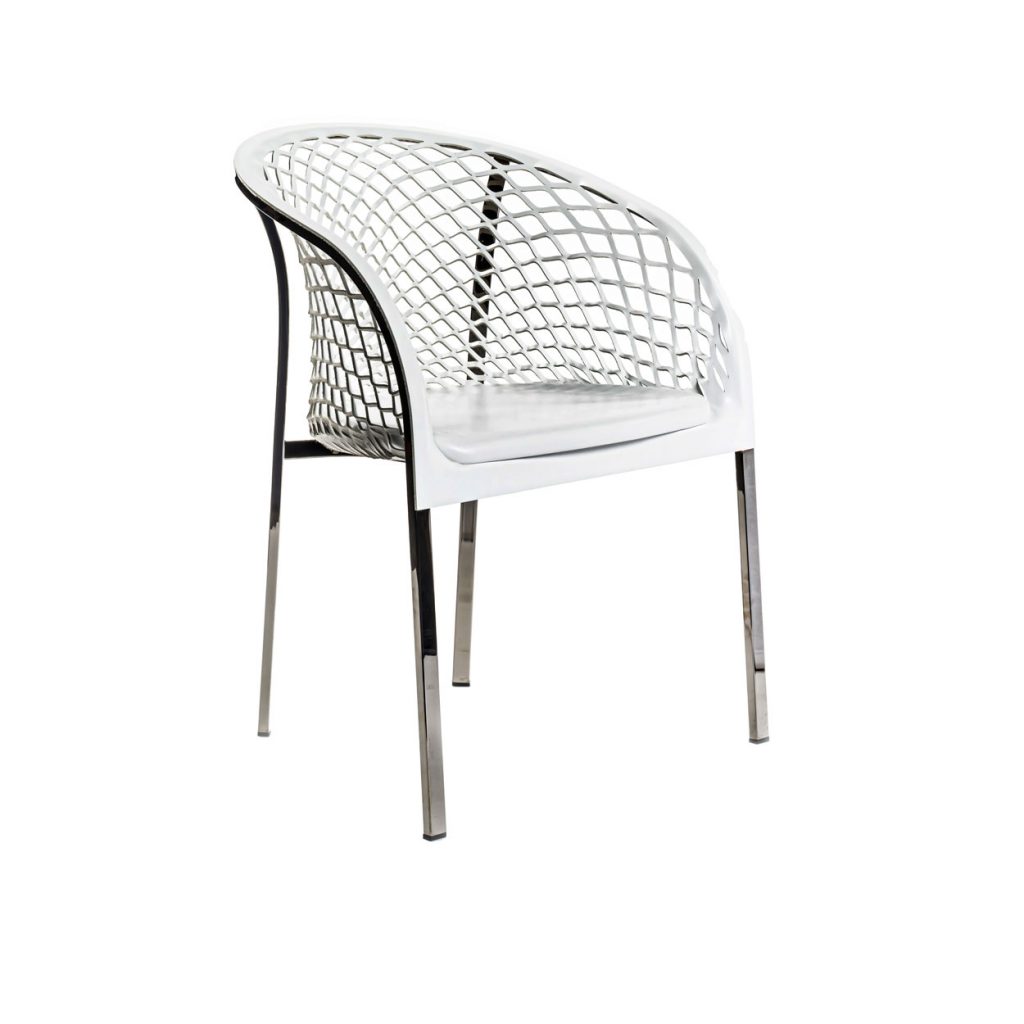 Angled view of Elektra chair in front of a white background