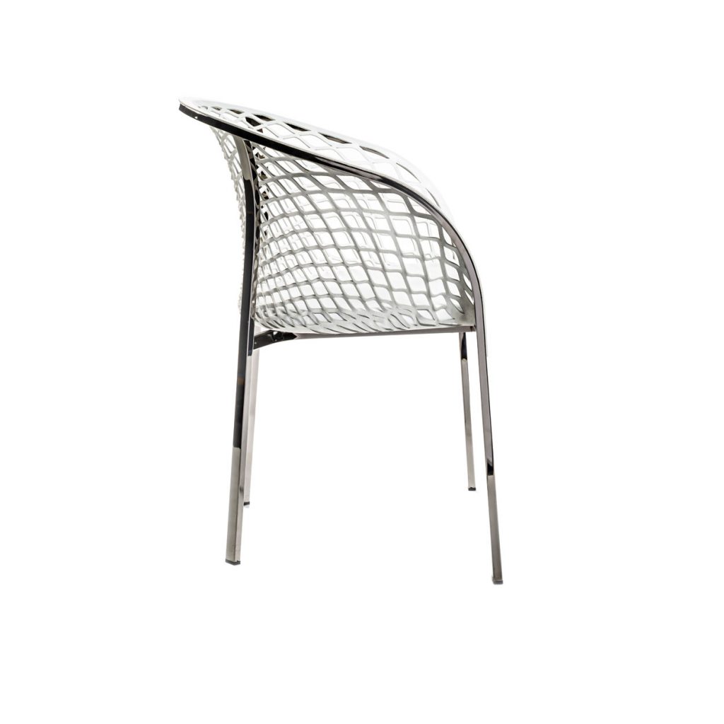 Side view of Elektra chair in front of a white background