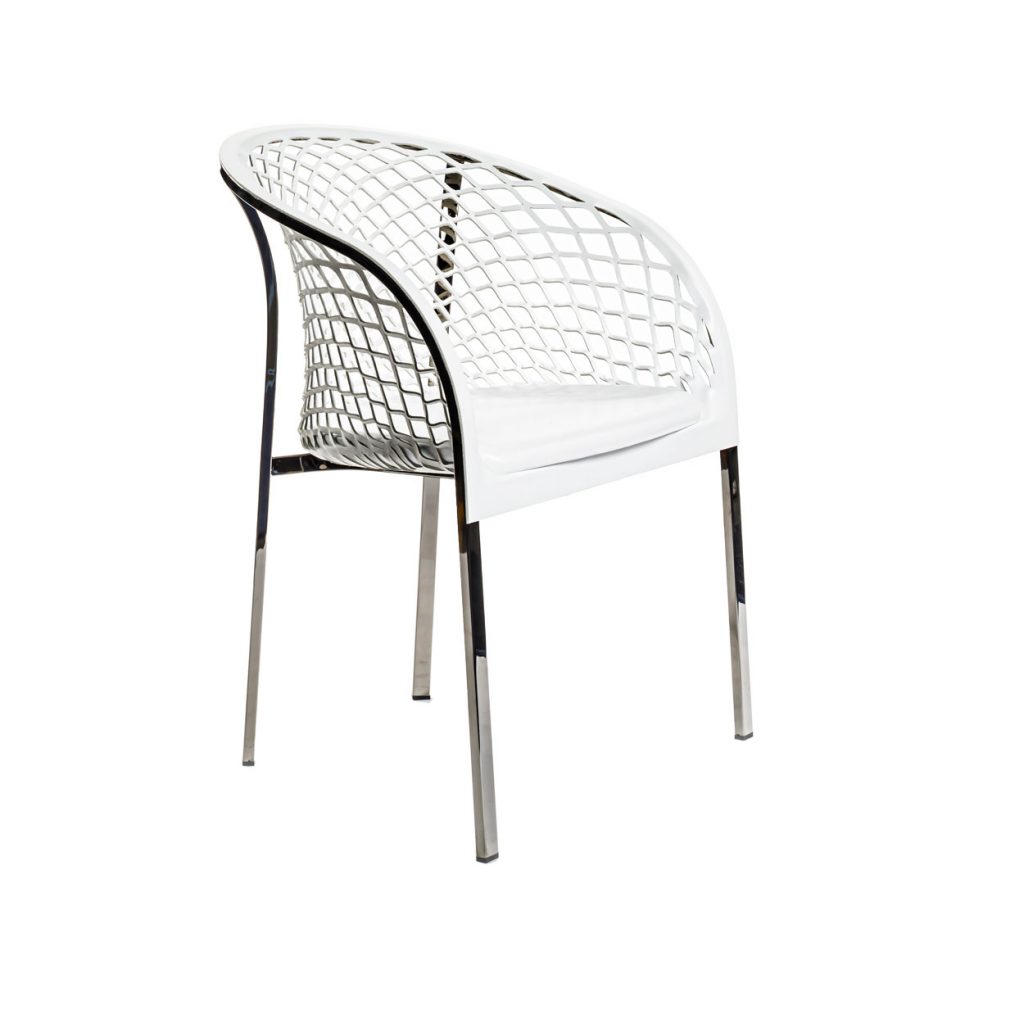 Angled view of Elektra chair in front of a white background