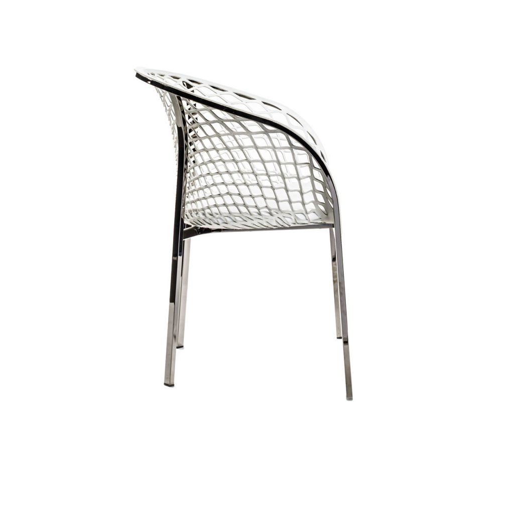 Side view of Elektra chair in front of a white background