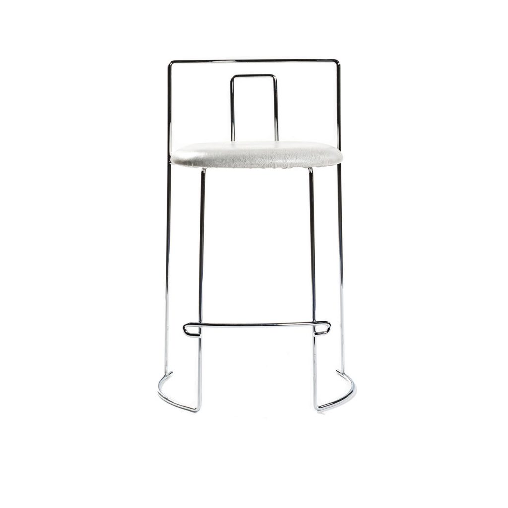 Frontal view of Gaja barstool in front of a white background