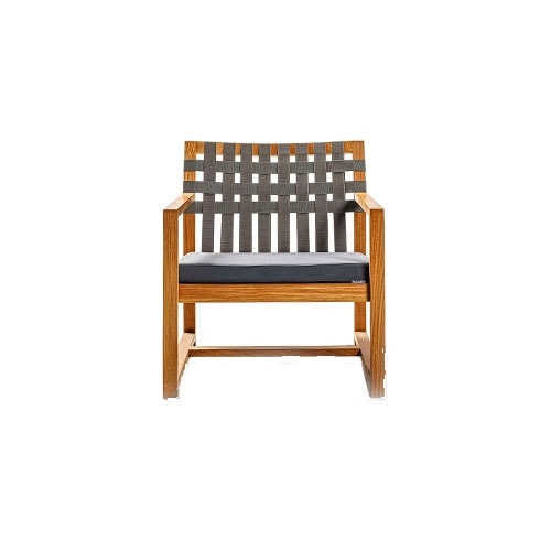 Frontal view of Network One Hundred Sixty Eight outdoor armchair in front of a white background