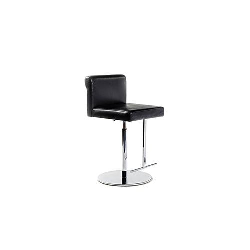 Angled view of Quant barstool in black in front of a white background