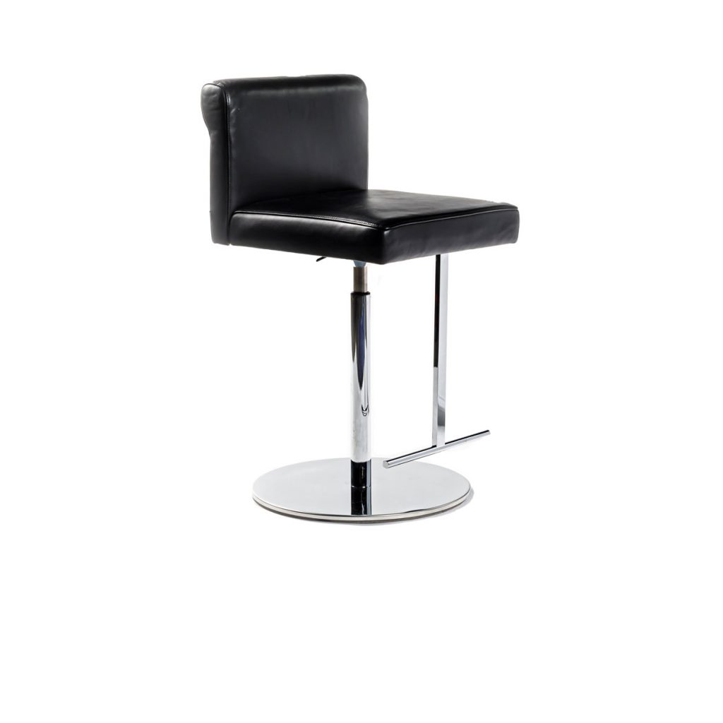 Angled view of Quant barstool in black in front of a white background