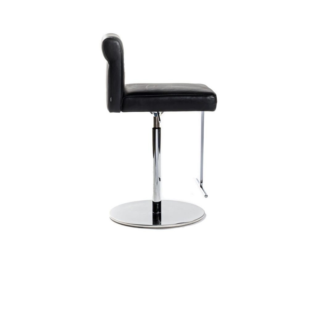 Side view of Quant barstool in black in front of a white background