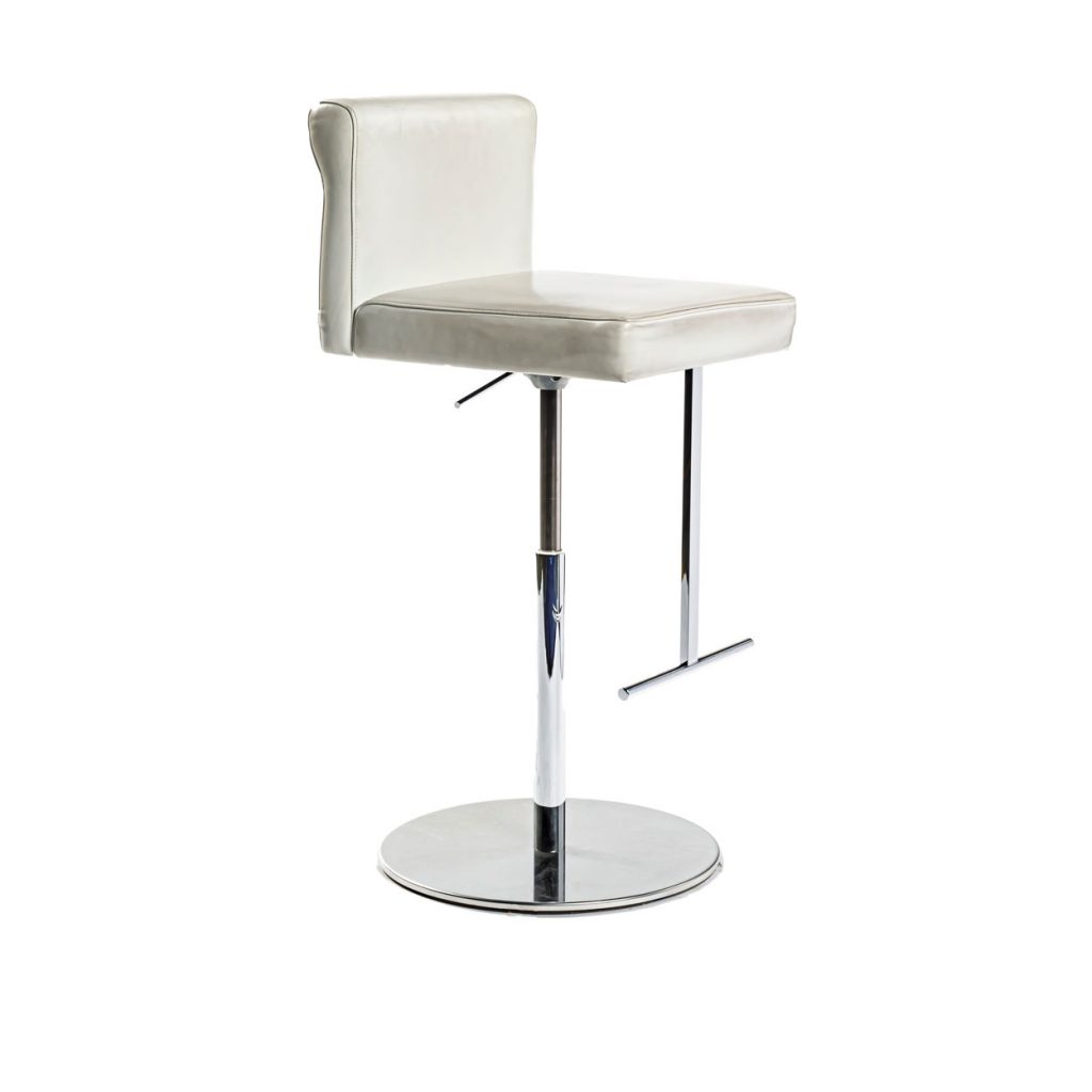 Angled view of Quant barstool in white in front of a white background