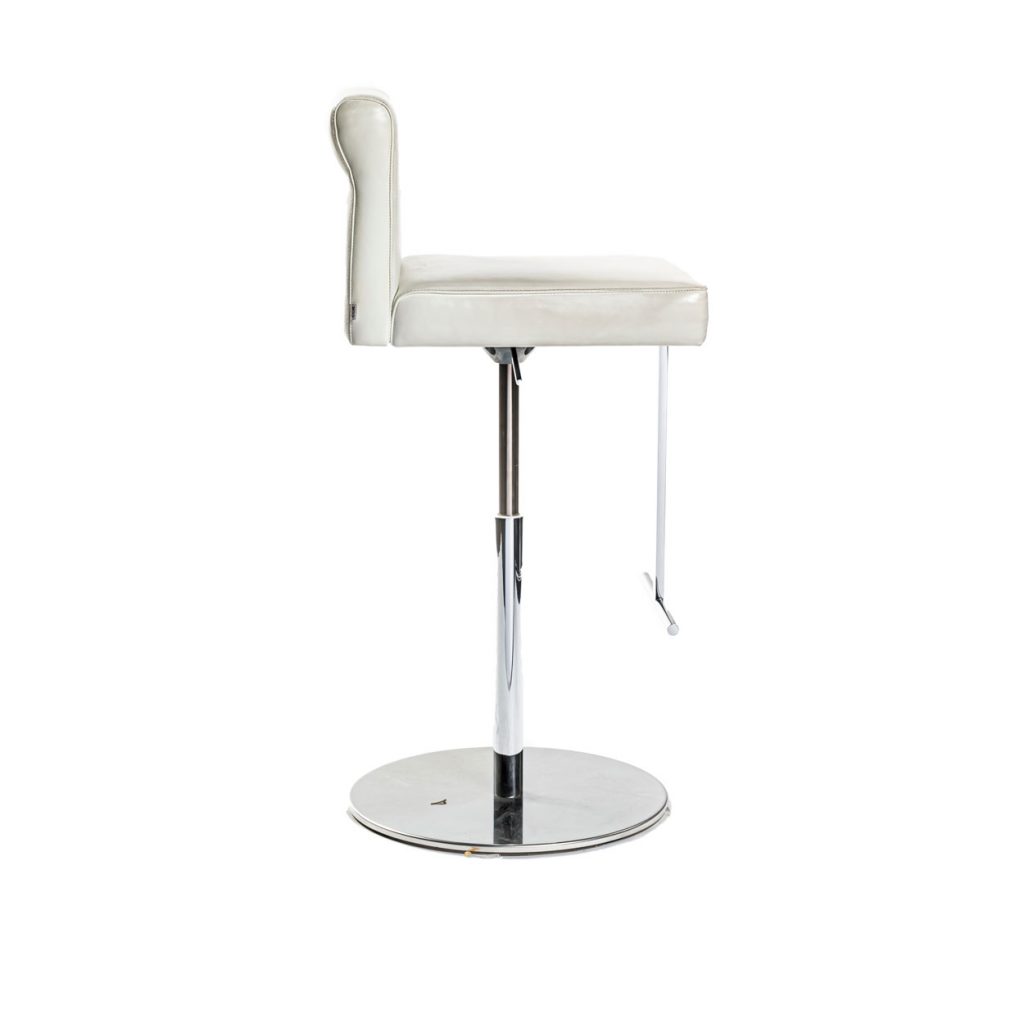 Side view of Quant barstool in white in front of a white background